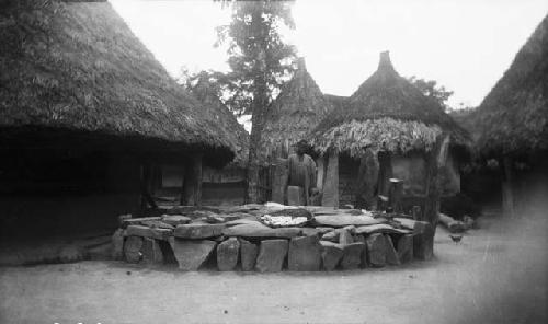 Stone circle in village