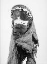 Black wooden mask with cloth headdress,  Tun Gbi