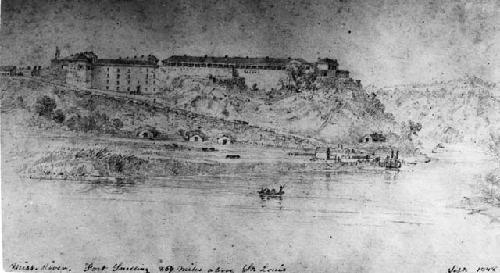 Pencil sketch of Fort Snelling by Seth Eastman