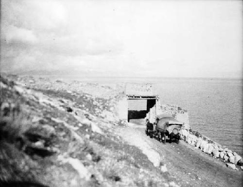 Old fortification by the holy lake of Sairam Nor, on the road from Urumchi