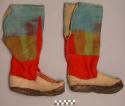 Pair of woman's boots (lham); soles of raw yak hide, legs of pieces +