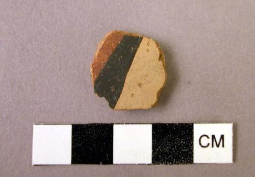 Ceramic disk, re-used polychrome sherd