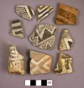 Black on white potsherds