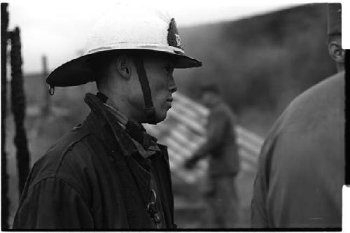 Man wearing a helmet