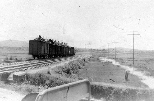 People riding train