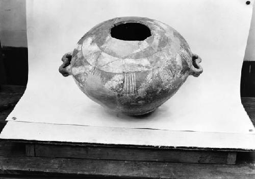Large black on white water jar from Pueblo II level, Site 11, House Area