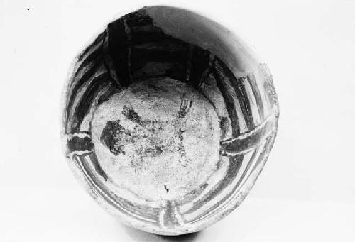 Interior of Mancos black on white pottery bowl from Pueblo II level