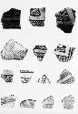 Potsherds from Pueblo II level showing hatching