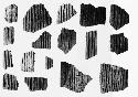 Plain, not indented, corrugated potsherds from Pueblo II levels