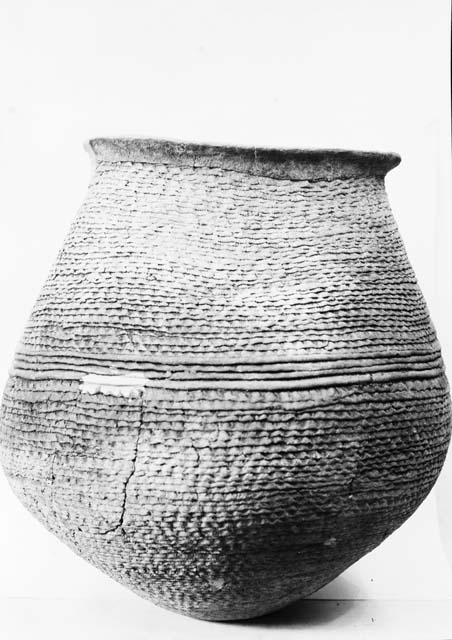 Corrugated pottery jar from Pueblo II level