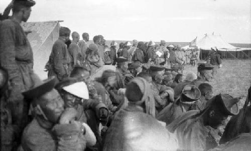 Crowd near wrestler's tent