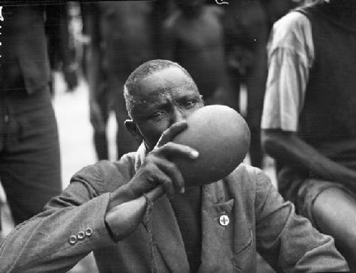 Man playing oboe, wind instrument