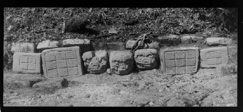 Stairway - Hieroglyphs and Sculptured Head in Place