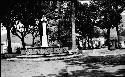 Old fountain with modern bust near la Merced Church