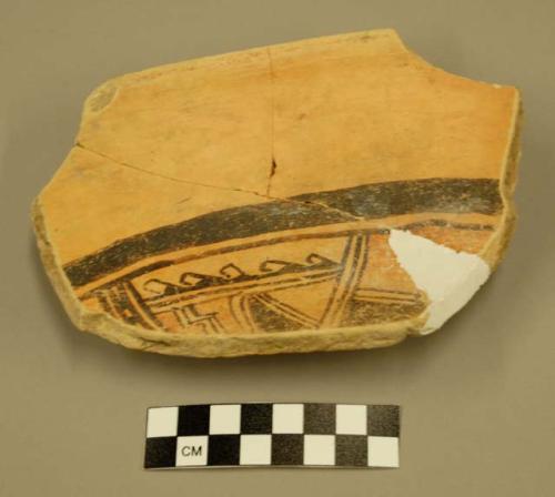 Restorable san bernardino black-on-yellow reused potsherd