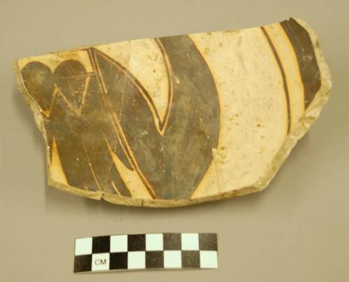 Restorable jeddito black-on-yellow pottery sherd