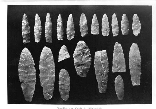 Flint or chipped tools and projectile points from Europe