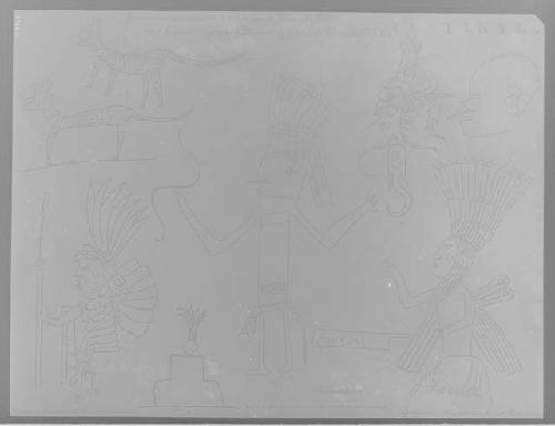 Incised drawing from wall of temples II and V