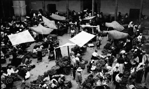 Fruit and vegetable market in ruins of el Compania de los Jesuitstos