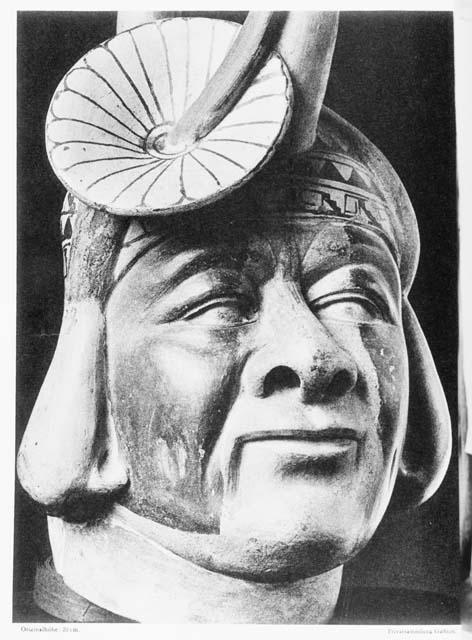 Peruvian sculpture, head, Chimu