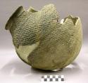 Ceramic, partial vessel, jar, rounded body, flared rim, corrugated