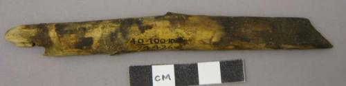 Charred and drilled wooden stick - probably a hearth