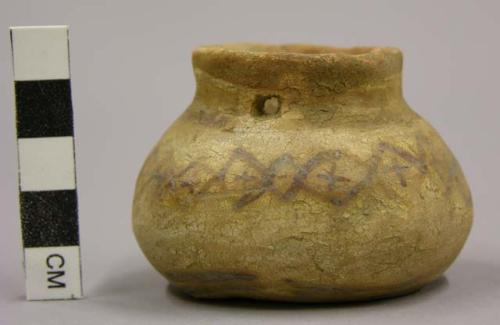 San Bernardo black on yellow pottery miniature jar