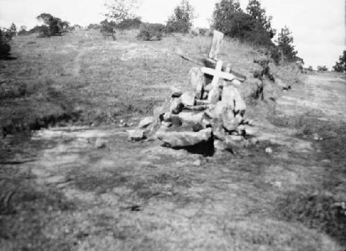 Small stone altar with crosses