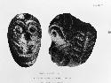Basalt ape head, two views