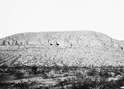 Distant view of Caves 4-7 (left to right)