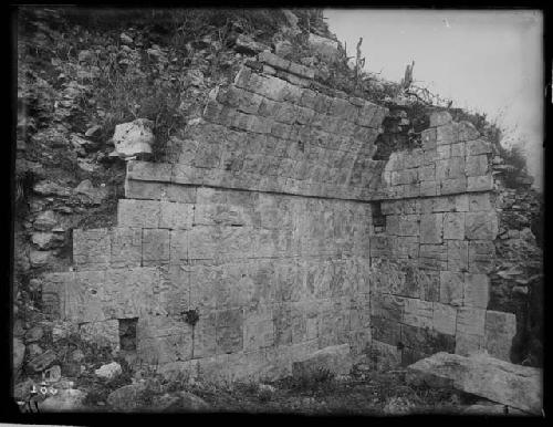 Sculptured wall of room of Tennis Court building, Temple of the Tigers