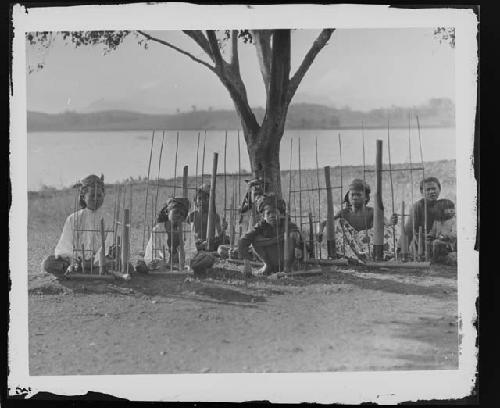 Children with tools in rural setting