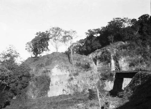 Stratified remains at railroad bridge