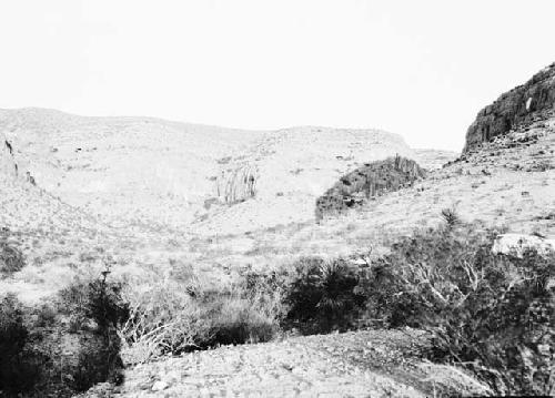 View of caves southeast of base camp