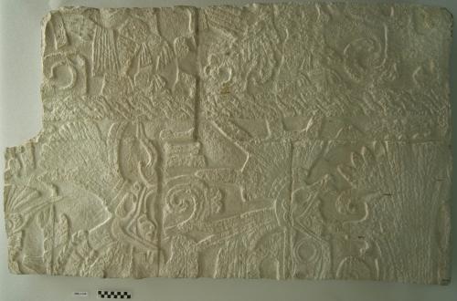 Cast of part of Ballcourt, Chamber E, south wall, Row A, Figures 5&6