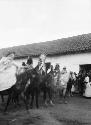 Voladores performance, men on horses or donkeys