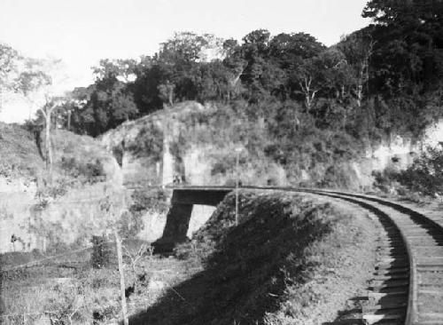 Stratified remains at railroad bridge