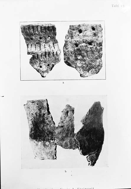 Series of pottery sherds or other decorated material from Europe