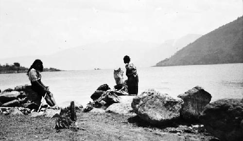 Natives on the shore of Lake Atitlan