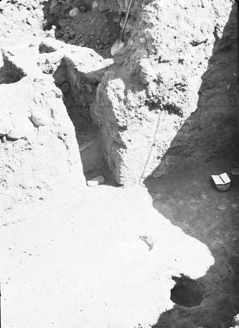 View of pit excavation showing exposed room A
