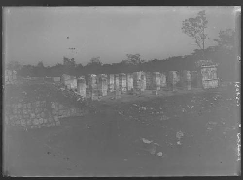 N.E. Colonnade after excavation looking Northeast