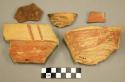 Ceramic, rim and body sherds, polychrome designs on interior and exterior