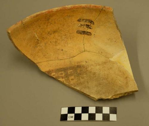 Restorable San Bernardino black-on-yellow potsherd