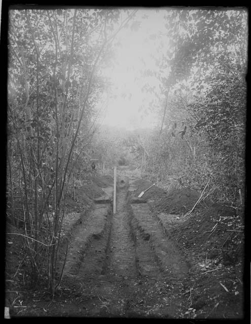 Excavation trench south 20 degrees north