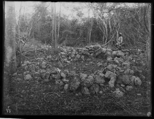 Circular wall off "sacred way" - looking Northeast