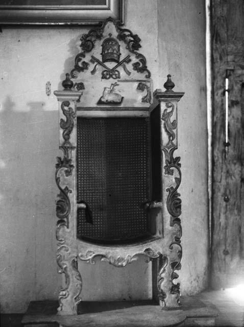 Confessional chair in church