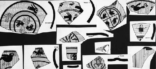 Chucuito ploychrome sherds, zoomorphic designs