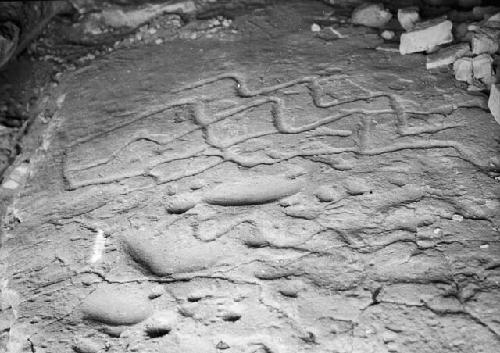 Caliche floor in cave adjacent to Saddle Mountain Cliff ruin