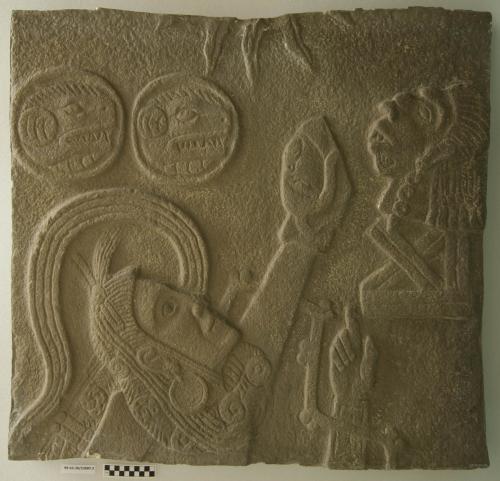 Cast of part of Monument 3 middle; "Ball Player Stela"
