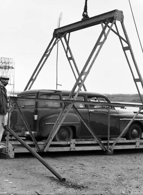 Plymouth suburban loaded to cross Euphrates at Haditha